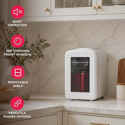 Frigidaire 6 Can Mini Personal Dorm Fridge Cooler Pink EFMIS190-WHITE