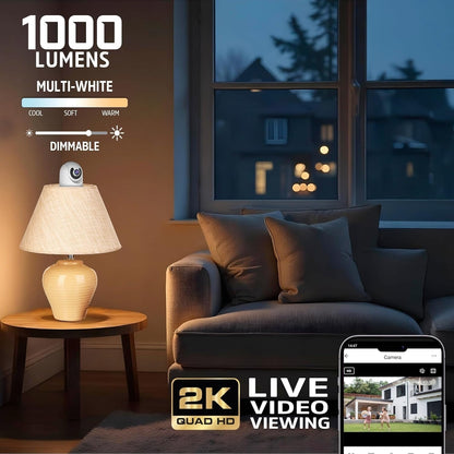 Energizer 1000 Lumens Light Bulb Camera, 2K Outdoor Smart Home Security Camera w/ Auto-Motion