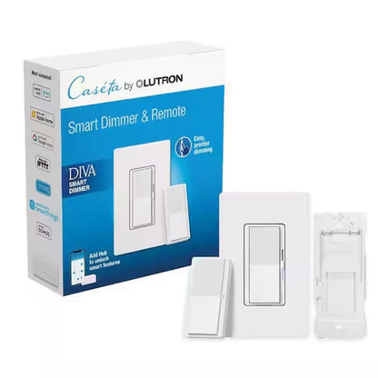 Diva Smart Dimmer Switch 3-Way Kit with Pico Paddle Remote, 150-Watt LED, White DVRF-PKG1D-WH