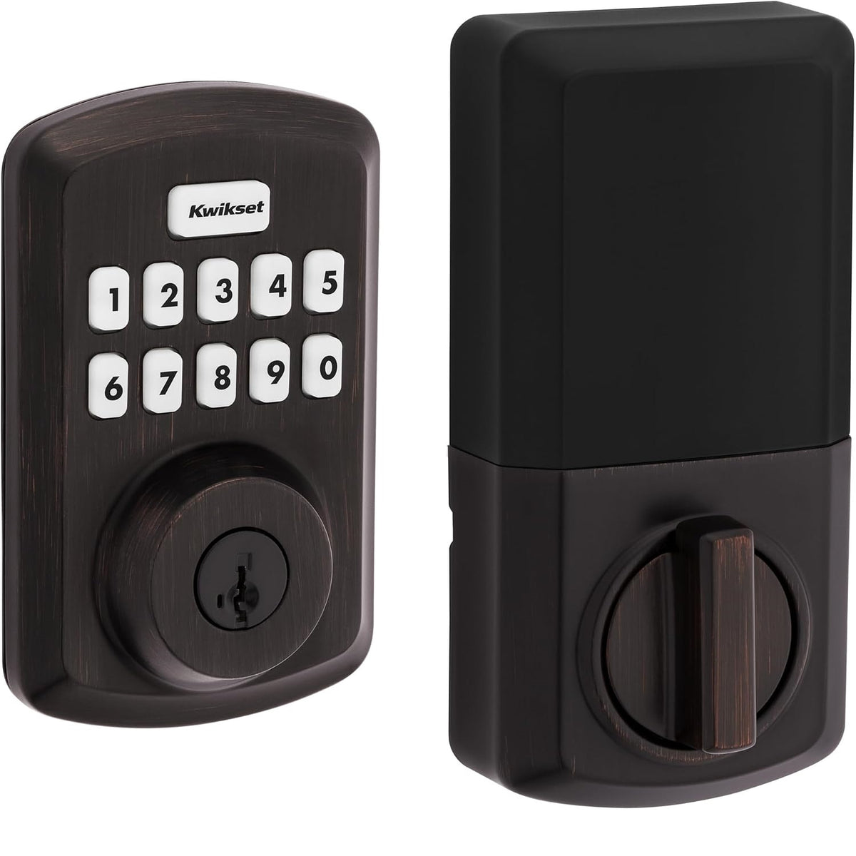 Kwikset Powerbolt 250 10-Button Keypad Venetian Bronze Transitional Electronic Deadbolt Door Lock 992500-009