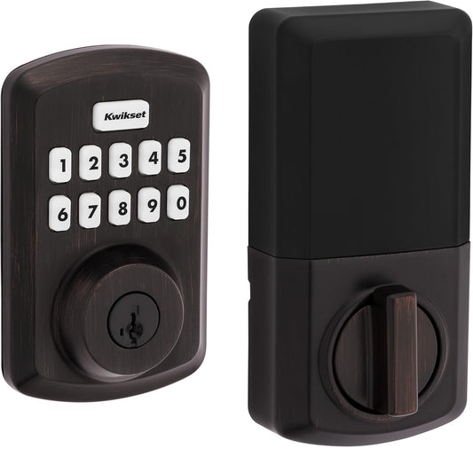 Kwikset Powerbolt 250 10-Button Keypad Venetian Bronze Transitional Electronic Deadbolt Door Lock 992500-009