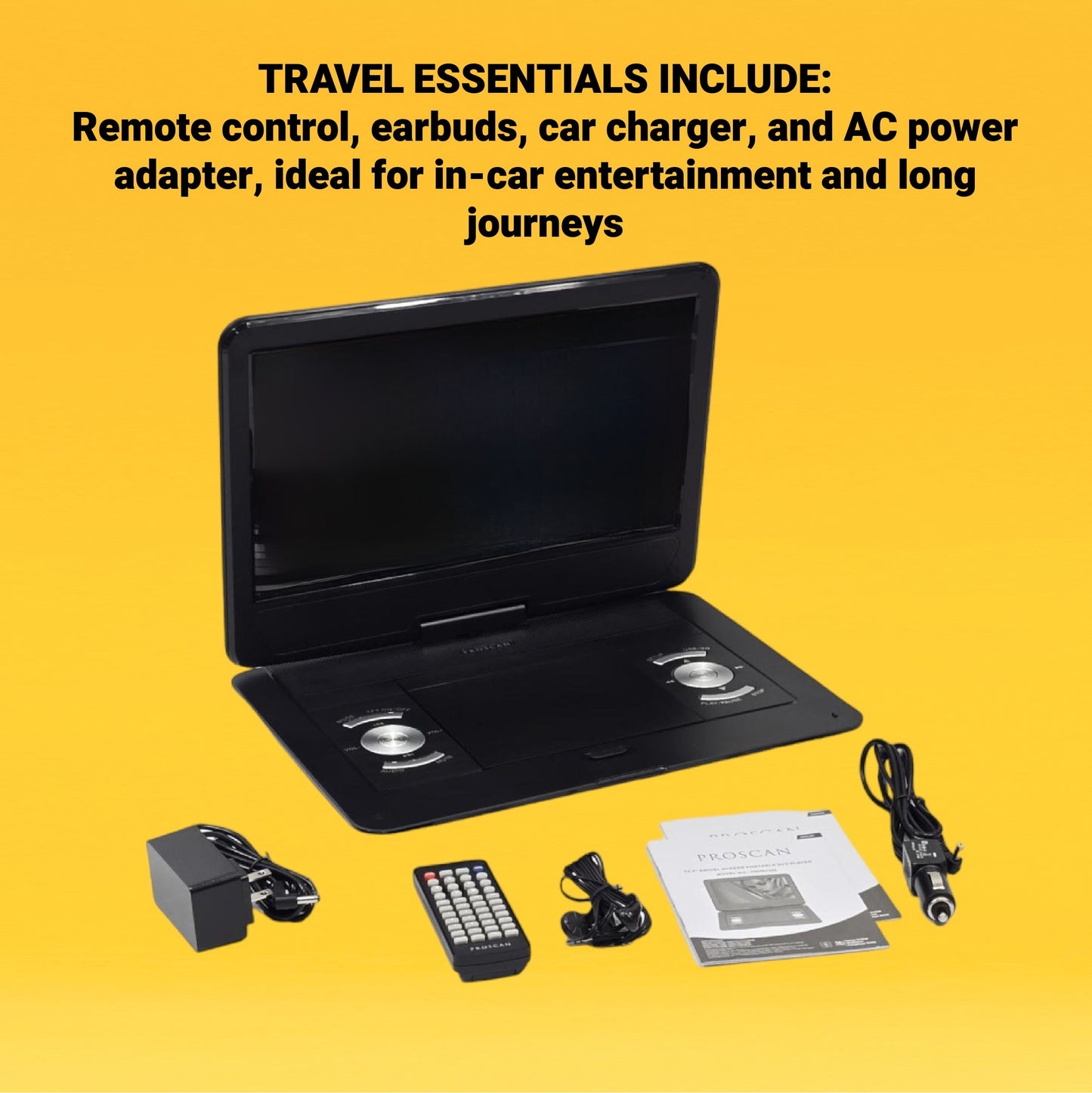 Proscan 13.3" Portable DVD Player Black Remote, DVD,DVD‐R/RW,CD‐R/RW - PDVD1332