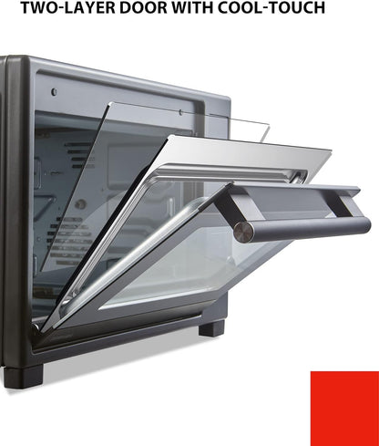 TOSHIBA Hot Convection Toaster Oven, Extra Large 34QT/32L, 9-in-1 Cooking Functions, Crispy Roast, Dehydrate, Rotisserie, 1650W, Black Stainless Steel