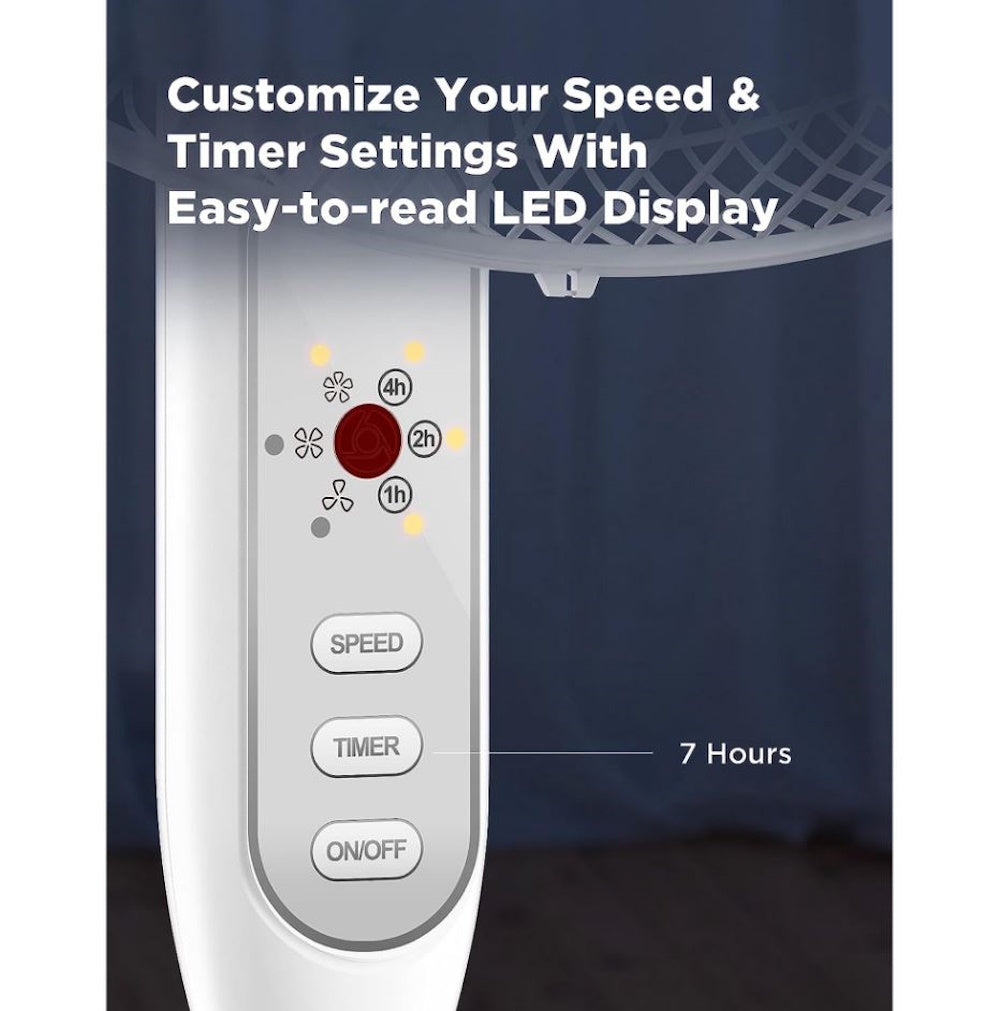 Pelonis 3-Speed Oscillating Free Standing Electric Household Fan White PFS40A4BWW