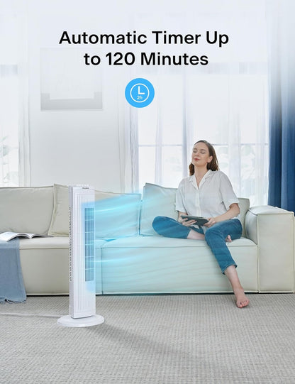 PELONIS 30 Inch Oscillating Tower Fan with 3 Speed Settings and Auto-off Timer, Standing Fan PFT28A2BWW, White