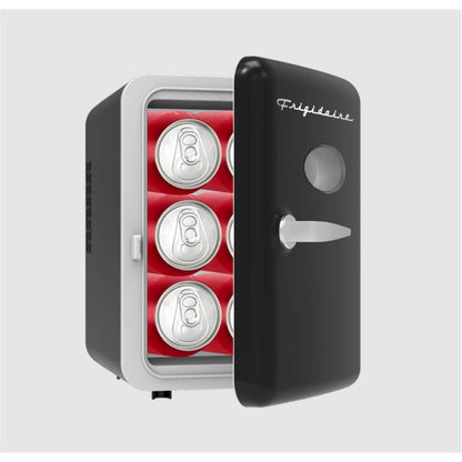 Frigidaire Portable Retro 6-Cans/4L Mini Fridge Black EFMIS137-BLACK, Includes 110V home power cord & 12V DC car adapter