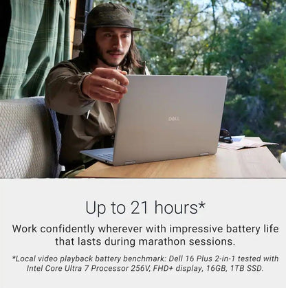 Dell Plus 16" 2K 2-in-1 Touchscreen Laptop Intel Core Ultra 7 256V 16GB 1TB Blue, 1x Thunderbolt 4, Wi-Fi 7, Bluetooth 5.4