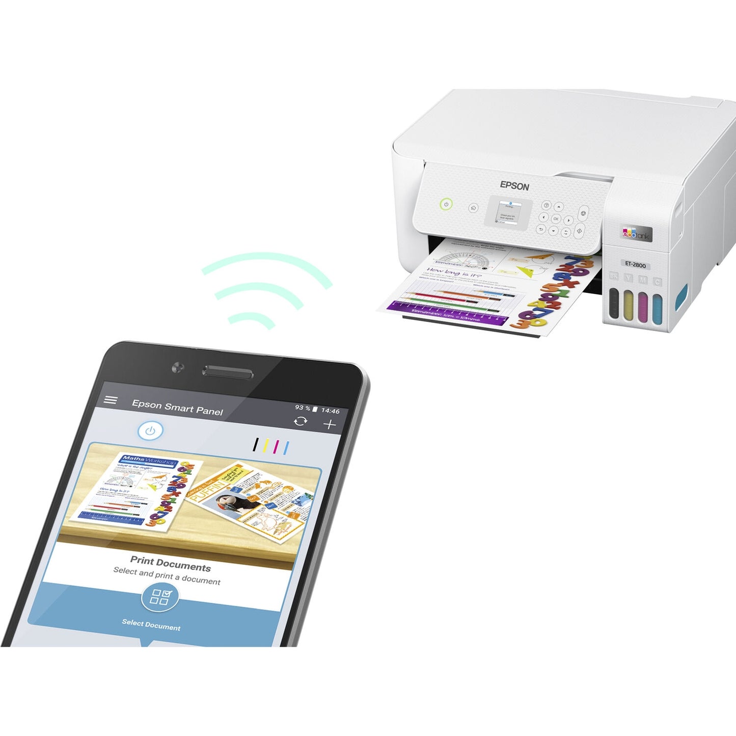 Epson EcoTank ET-2800 Wireless Color All-in-One Cartridge-Free Supertank Printer White C11CJ66202