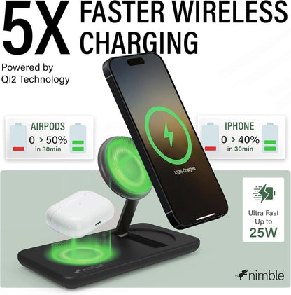 Nimble Podium 2-in-1 Wireless Charging Station for iPhone & Airpods NB-WP-2N1TRY