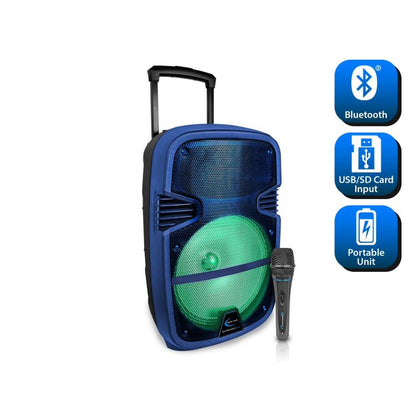 Technical Pro Blue 10" Rechargeable Bluetooth LED Loudspeaker with USB / SD Card Inputs & Microphone PARTY10B2