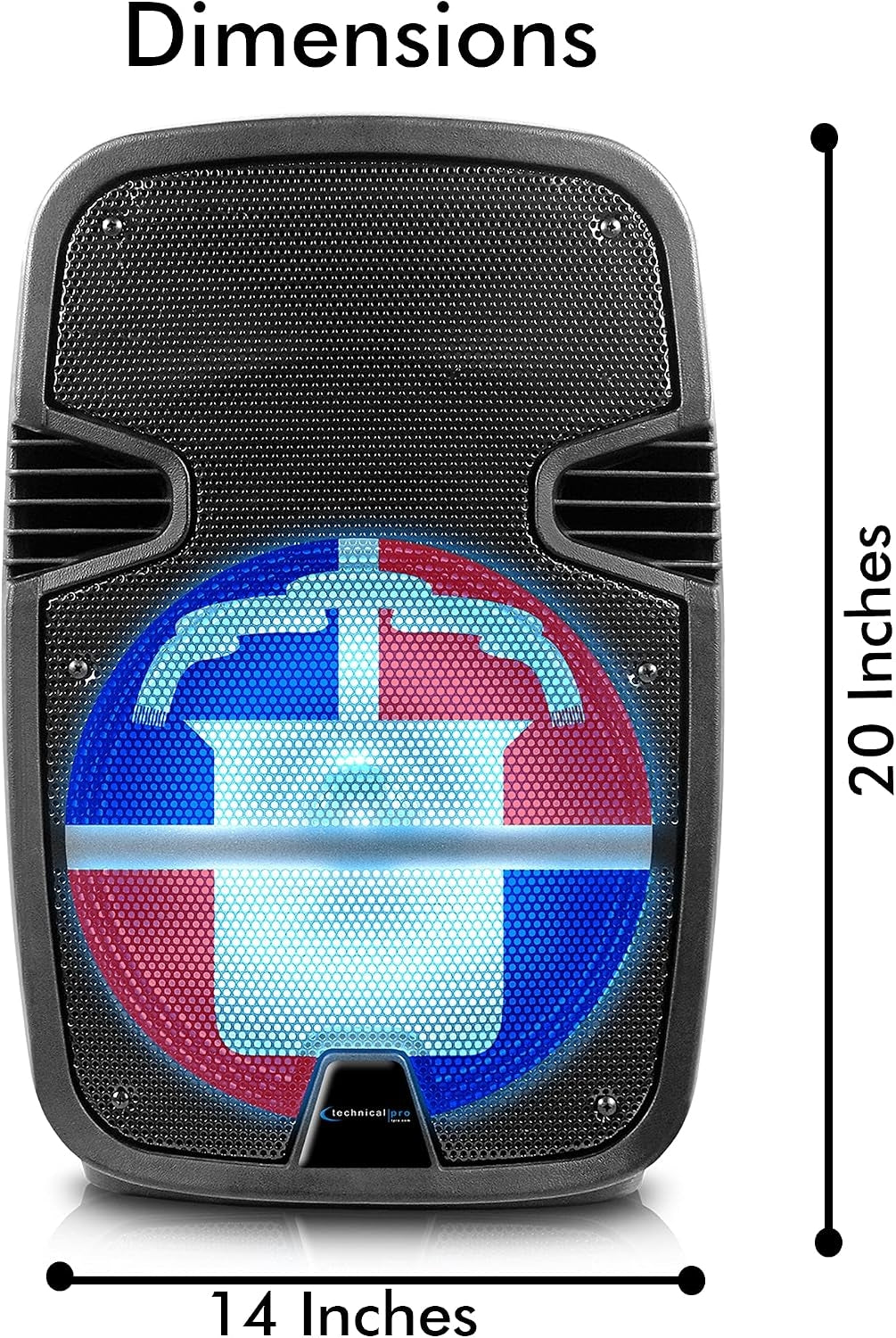 Technical Pro FLAG12DR 12" Rechargeable Bluetooth LED Party Speaker with Dominican Republic Flag
