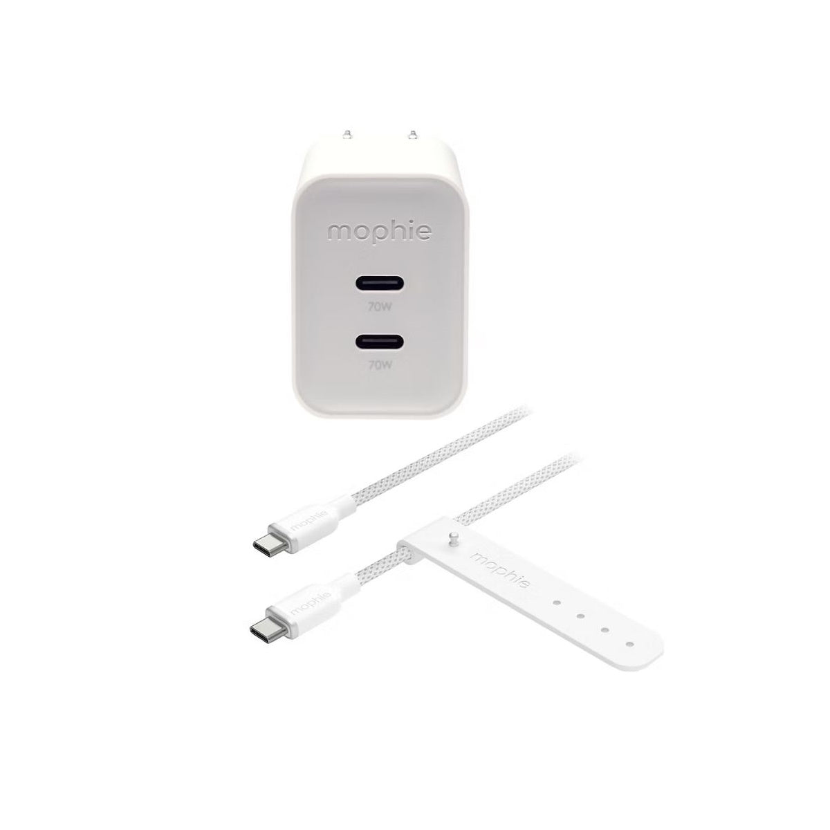 Mophie 67W GaN USB-C PD Wall Charger Bundle with 2M USB-C to USB-C Cable 409914480