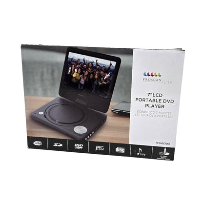 Proscan Elite Portable 7" Swivel Screen DVD Player SD Card Slot 2.5 Battery BLK      PEDVD7060