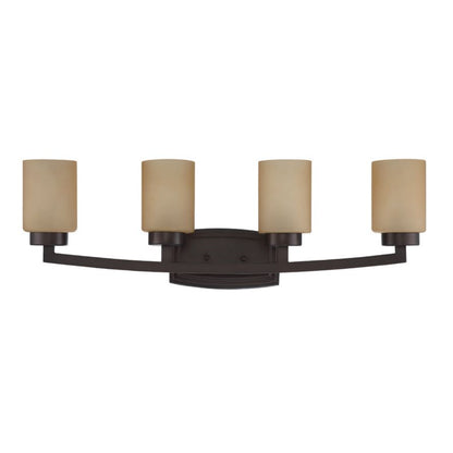 Luminance Hadley 4-Light Vanity Amber Glass Provincial Bronze F22114-64