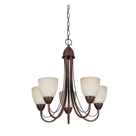 Sunset Lighting Tempest Rubbed Bronze 5-Light Chandelier Alpine Glass F2485-62