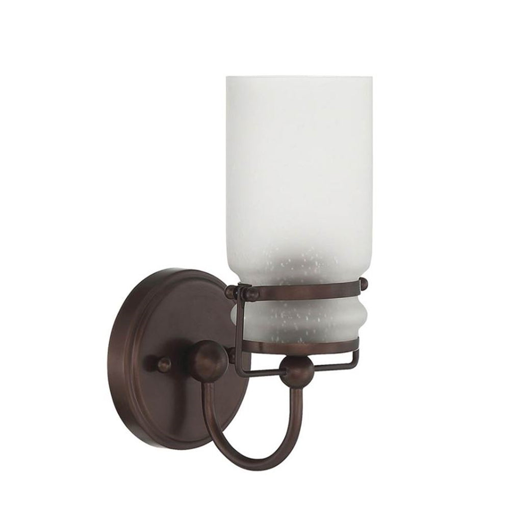 Sunset 1-Light Wall Sconce w/ Frosted Seeded Glass Shade Provincial Bronze F25101-64