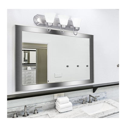 Sunset Lighting 3-Vanity w/ Faux Alabaster Glass, Satin Nickel Finish F3563-53