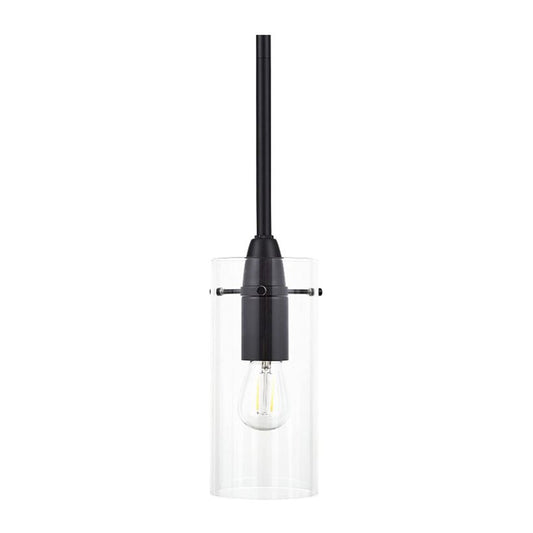 Luminance Mini Pendant Lighting for Kitchen Island | Modern Black Hanging Ceiling Fixture with Clear Glass Shade F3455-31