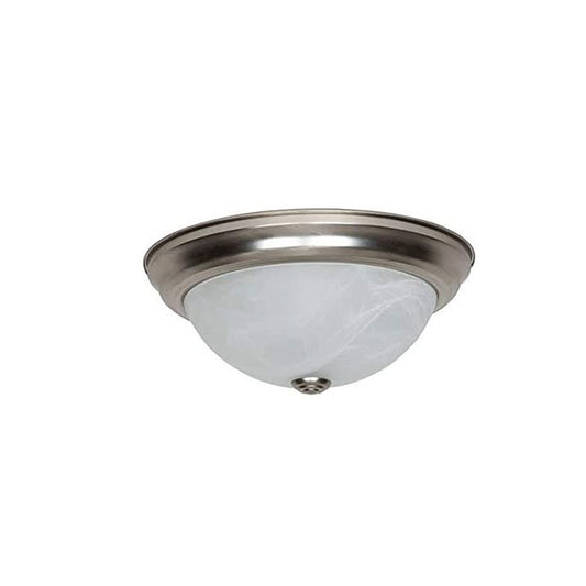 Sunset Lighting 2-Light Flush Mount Faux Alabaster Glass Dimmable w/ Satin Nickel Finish