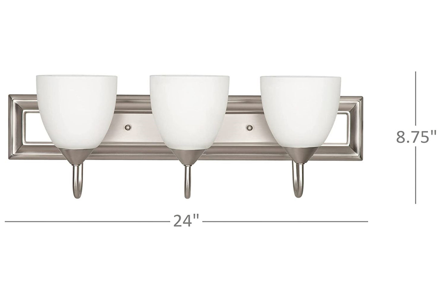 Noble Home 3-Light Bathroom 100W Vanity Light Fixture Satin Nickel WLF3623-53