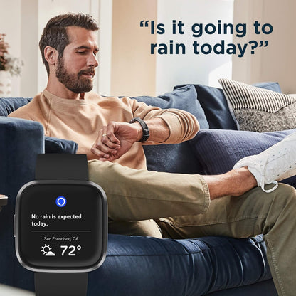 Fitbit Versa 2 Smartwatch Bundle with Small and Large Bands Black FB507BKBKLBNDLB