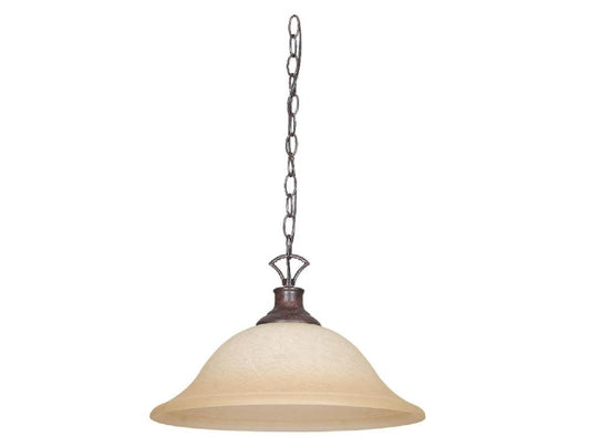 Sunset Lighting 16" 1-Light Pendant w/ Tea Stained Glass, Rubbed Bronze Finish F5693-62