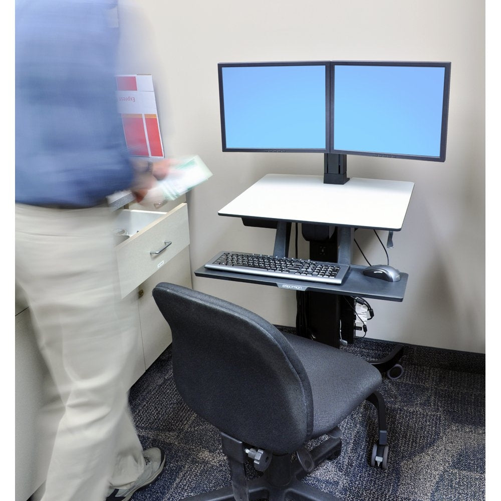 Ergotron – WorkFit-C Dual Monitor Mobile Standing Desk for 2 Monitors Up to 24 Inches 24-214-085