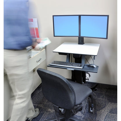 Ergotron – WorkFit-C Dual Monitor Mobile Standing Desk for 2 Monitors Up to 24 Inches 24-214-085