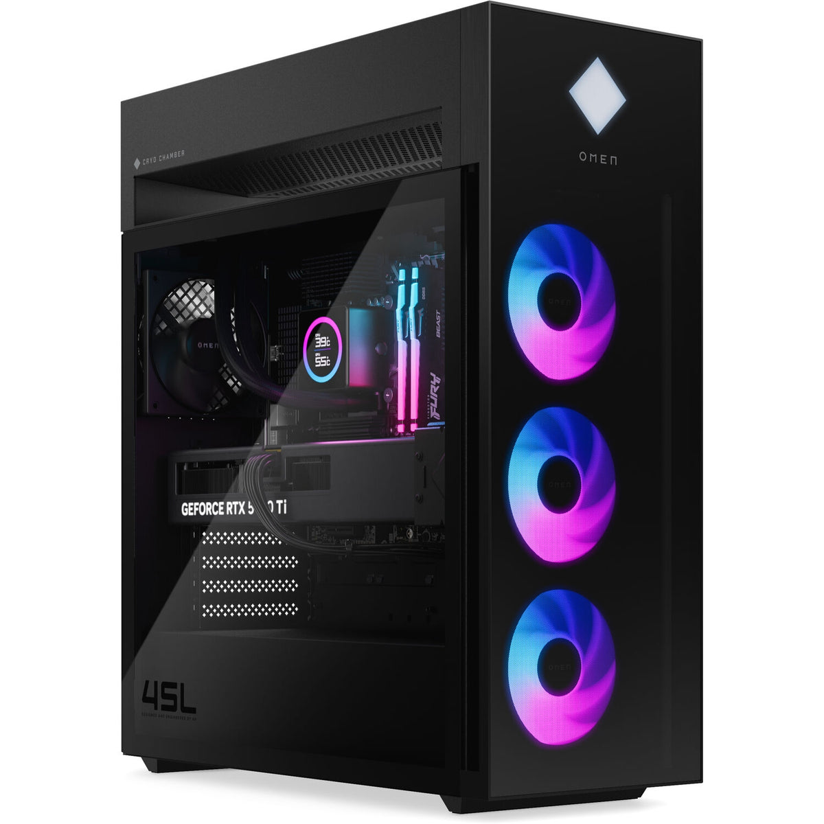 HP OMEN 45L GT22-3060 Gaming Desktop Ultra 7-265K, 32GB/1TB SSD, RTX 5070 Ti, Win 11 Pro B9HT7AA