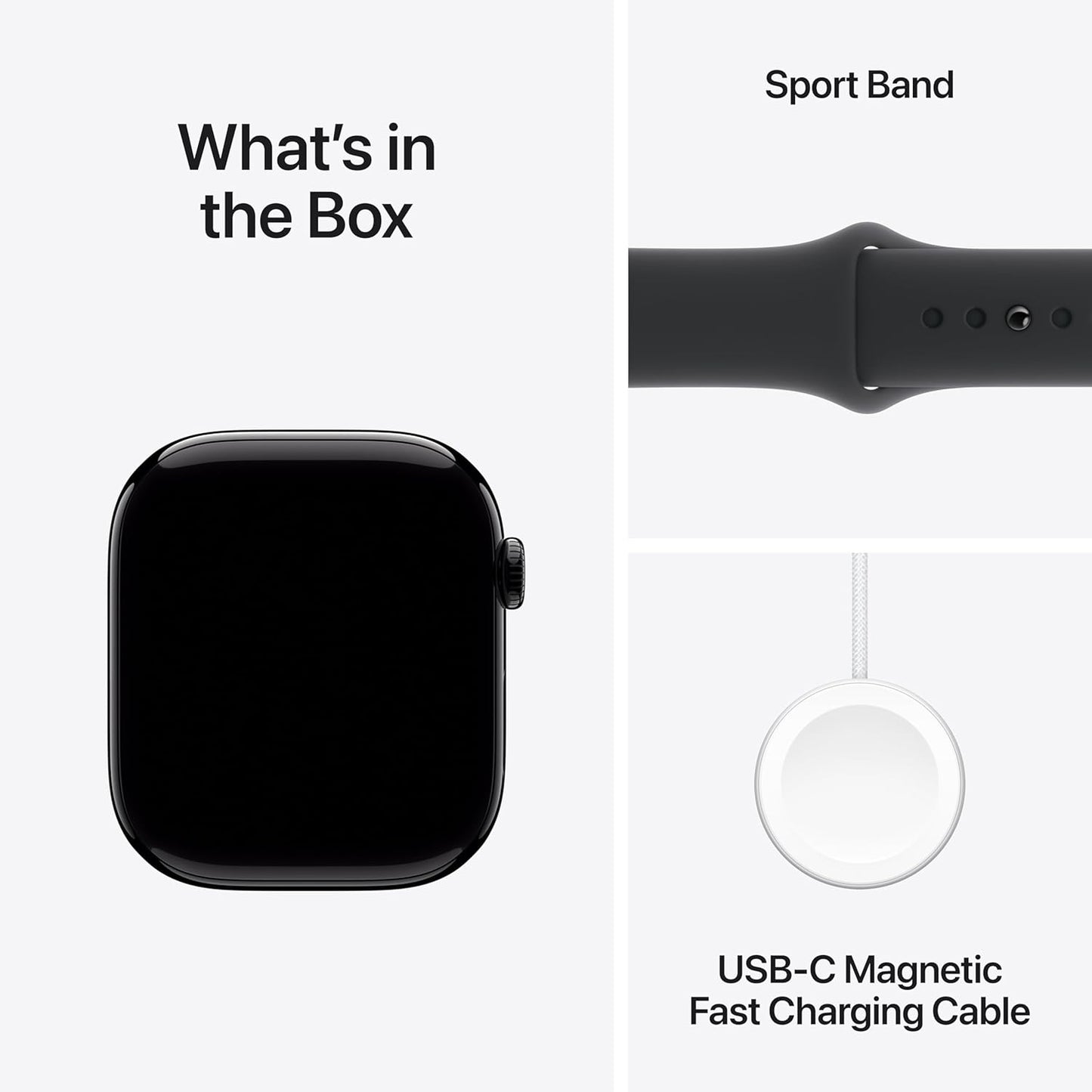 Apple Watch Series 10 GPS 46mm Aluminum Case Black Sport Band M/L Jet Black MWWQ3LW/A