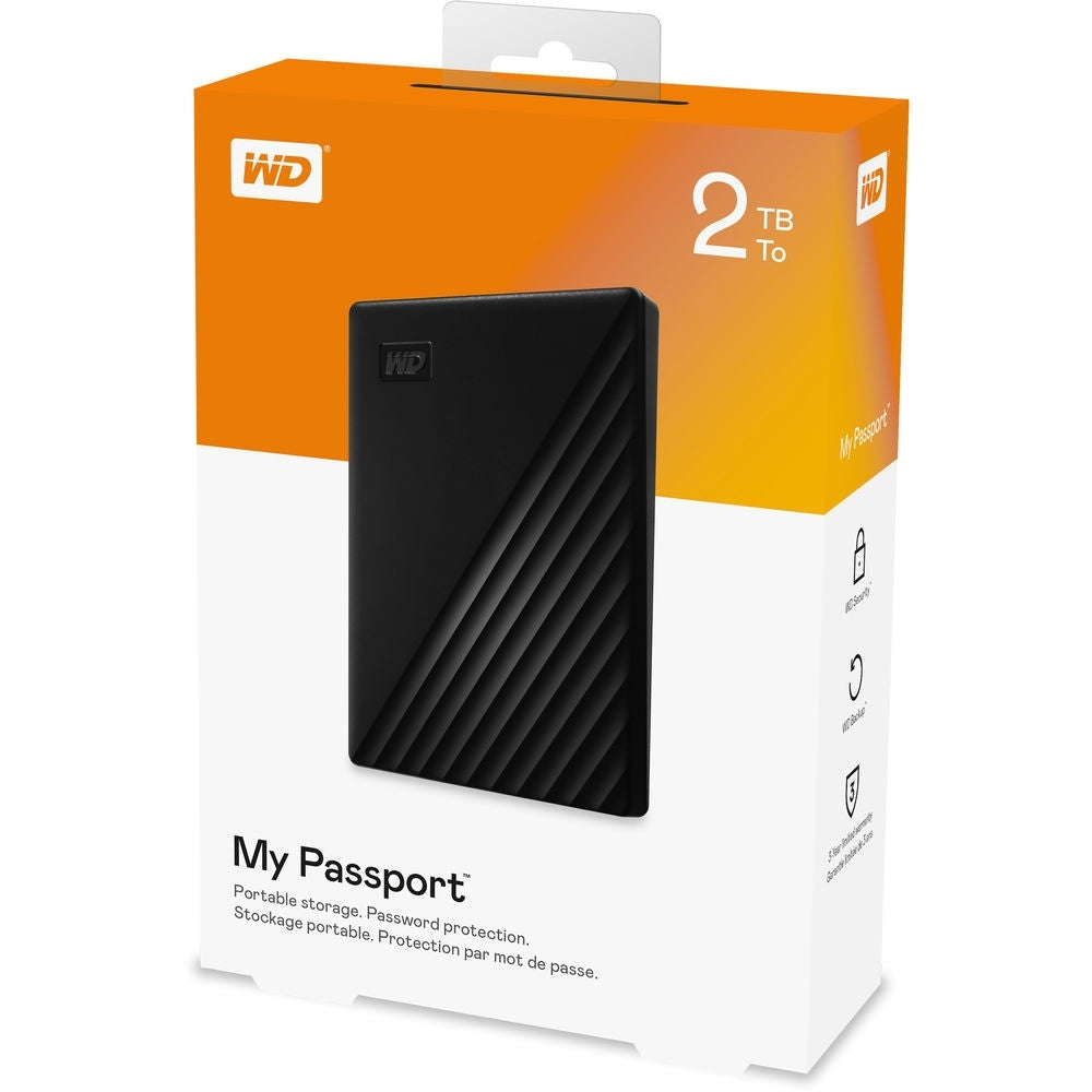 WD My Passport 2TB External USB 3.0 Portable Hard Drive - Black WDBYVG0020BBK