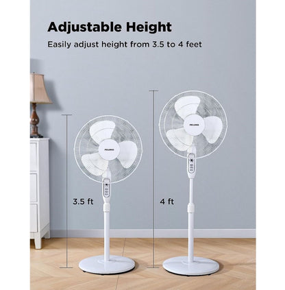 Pelonis 3-Speed Oscillating Free Standing Electric Household Fan White PFS40A4BWW