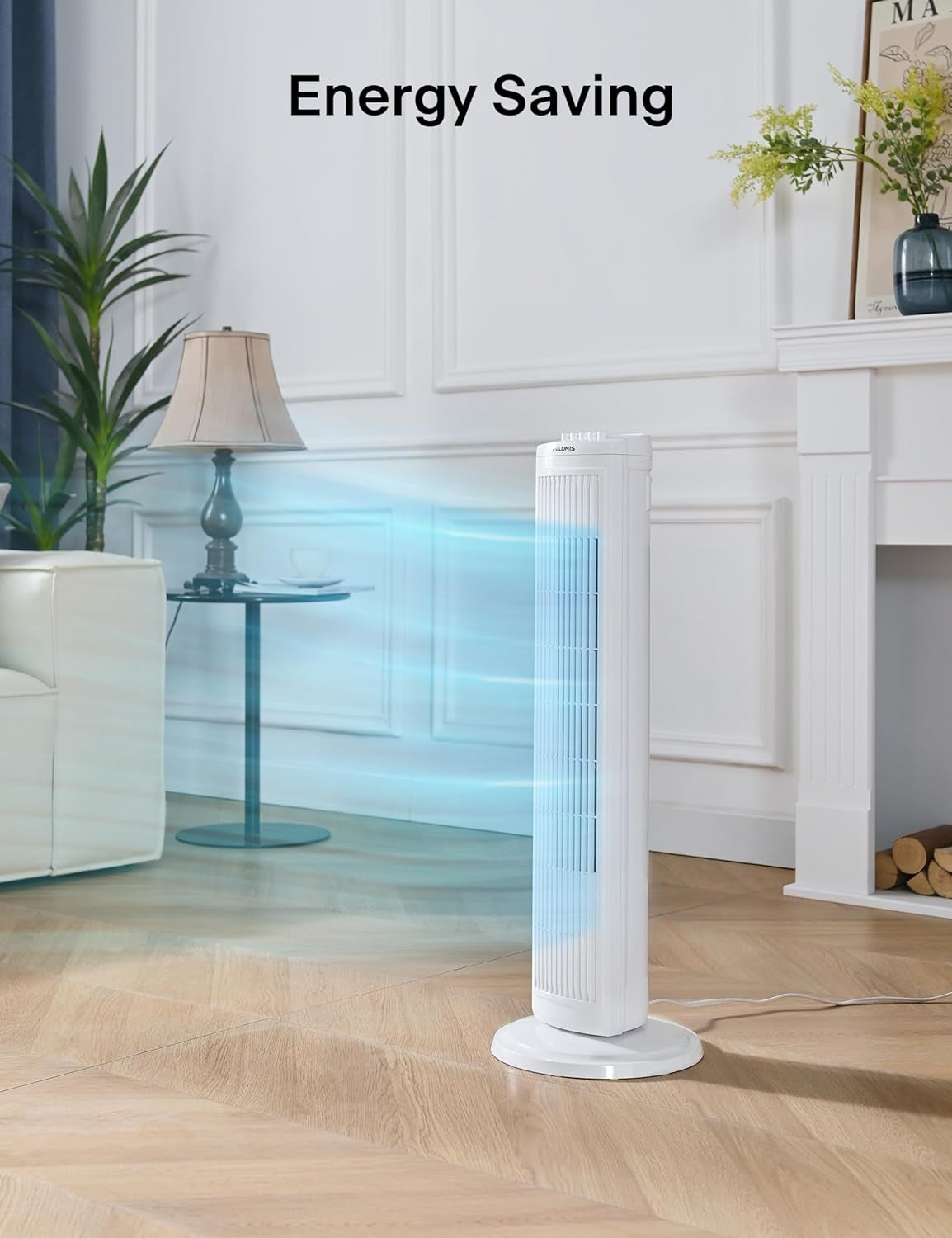 PELONIS 30 Inch Oscillating Tower Fan with 3 Speed Settings and Auto-off Timer, Standing Fan PFT28A2BWW, White