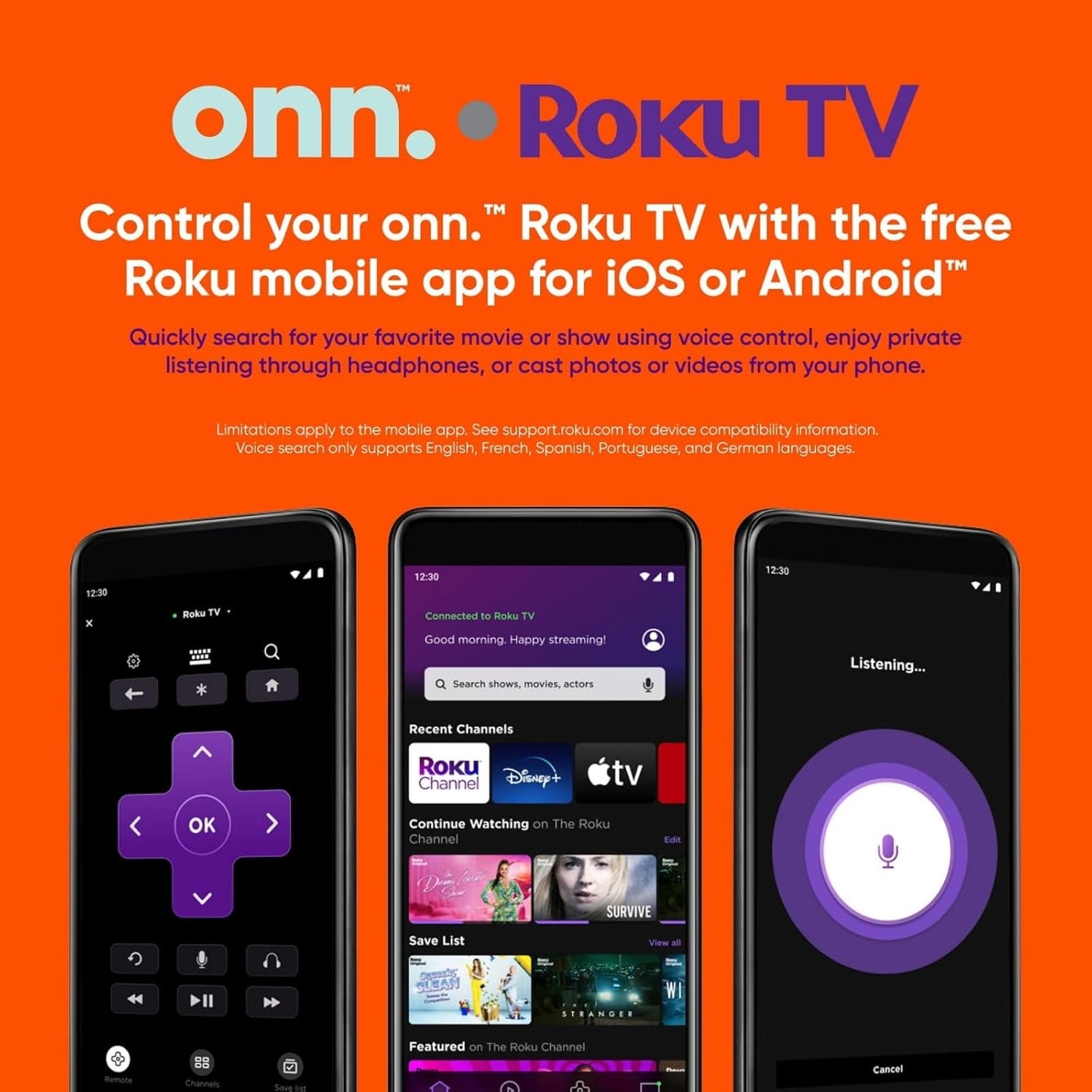 ONN 50-Inch Class 4K 2160p 60Hz Ultra HD LED Smart TV, DLED Display, Wireless Streaming, 100012585