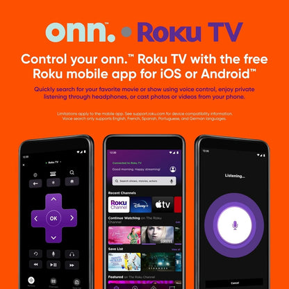 ONN 50-Inch Class 4K 2160p 60Hz Ultra HD LED Smart TV, DLED Display, Wireless Streaming, 100012585