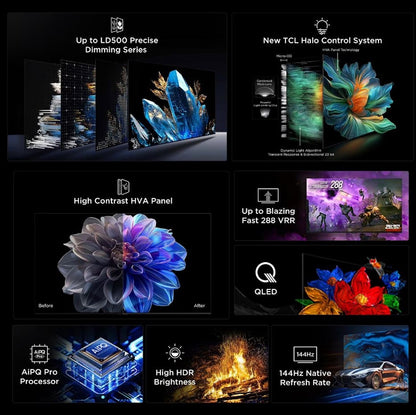 TCL 65" Q Series 4K HDR QD-Mini LED 144Hz AMD Freesync Premium Pro Google Smart TV 65QM63K