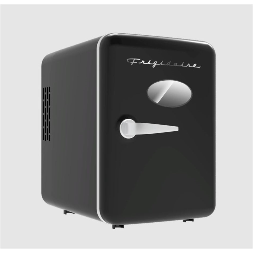 Frigidaire Portable Retro 6-Cans/4L Mini Fridge Black EFMIS137-BLACK, Includes 110V home power cord & 12V DC car adapter
