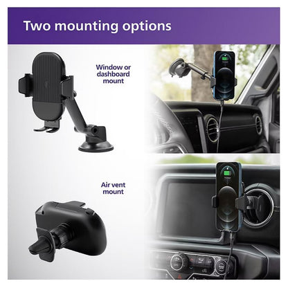 Philips 3-in-1 Car Charging Kit Black, 15W Qi-enabled mounting cradle - DLP6543CC/37