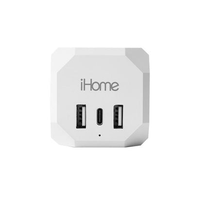 iHome 3AC Grounded Power Cube with 2 USB-A and 1 USB-C Port 2 pk. 2IHAC1002WHTCB