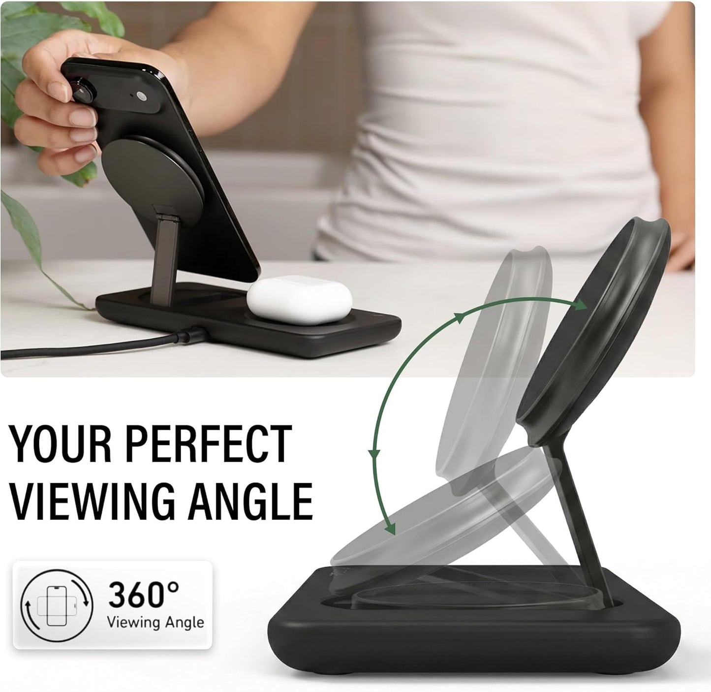 Nimble Podium 2-in-1 Wireless Charging Station for iPhone & Airpods NB-WP-2N1TRY