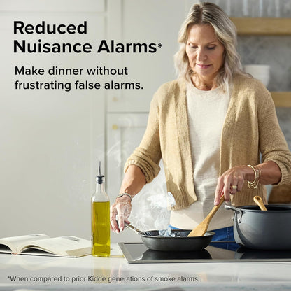 Kidde - Smart Smoke Detector, Ring App Enabled for Real-Time Notifications, Hardwired Alarm, AA Backup Battery - White