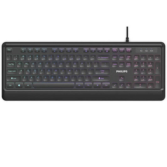 Philips UltraSlim USB Keyboard Low-Profile Wired PC Keyboard RGB Backlit SPK8294