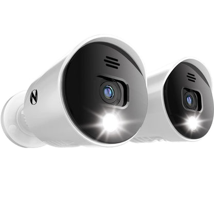 Night Owl - Wired Add On 4K Ultra HD Spotlight Cameras with Audio (2-Pack) - White/Black