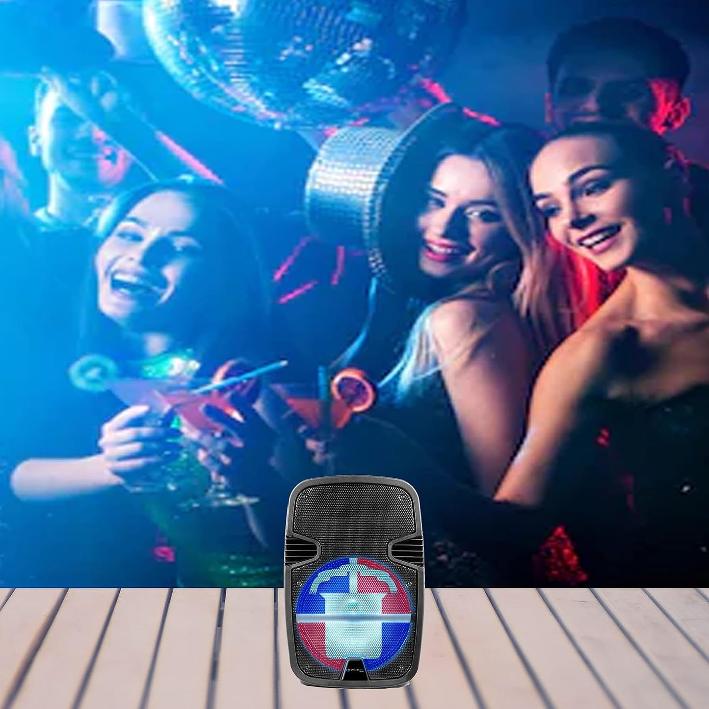 Technical Pro FLAG12DR 12" Rechargeable Bluetooth LED Party Speaker with Dominican Republic Flag