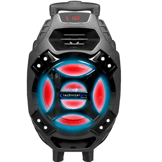 Technical Pro CALLE7 Rechargeable Bluetooth Party Speaker with 8-Inch LED Woofer
