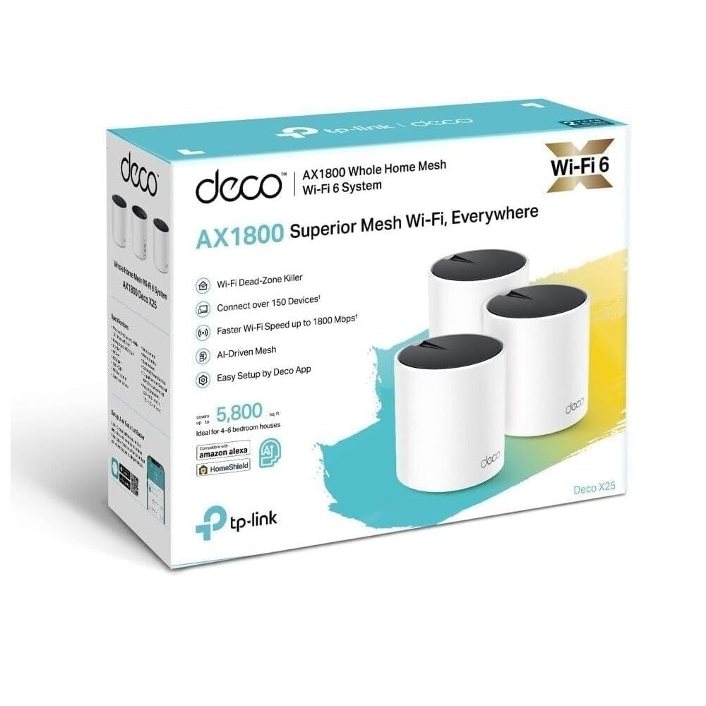 TP-Link - Deco X25 AX1800 Dual-Band Whole Home Mesh Wi-Fi 6 System (3-Pack) - White