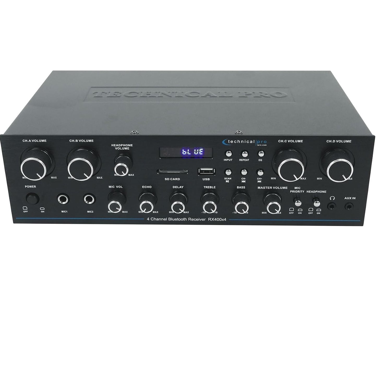 Technical Pro RX400X4 1600W 4-Channel Bluetooth Home Audio Receiver