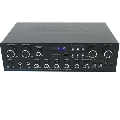 Technical Pro RX400X4 1600W 4-Channel Bluetooth Home Audio Receiver