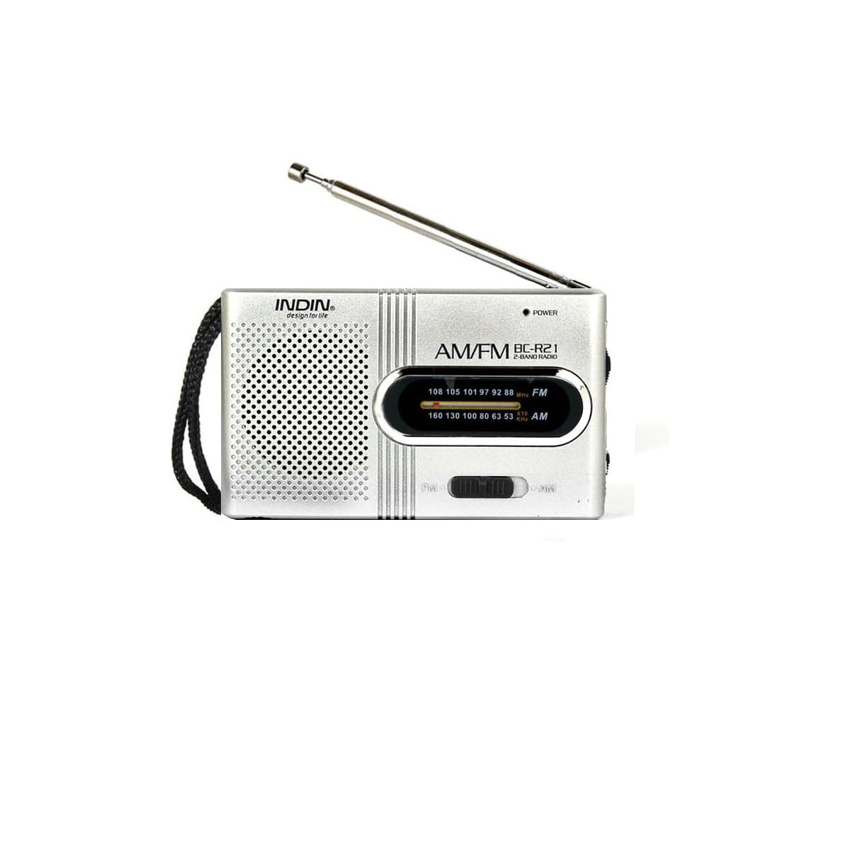 INDIN BC-R21 AM/FM Pocket Radio – Battery Operated Portable Radio with Built-in Loud Speaker