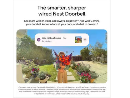 Google Nest Video Doorbell, Wired, 3rd Gen, Hazel GA09968-US